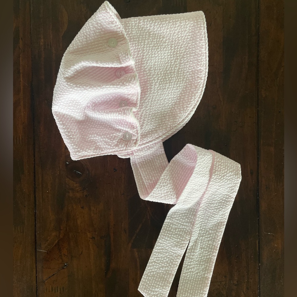 Beaufort Bonnet pink Savannah seersucker bonnet